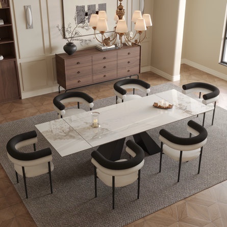 joceline 78.74 to 110.23 extendable rectangular sintered stone dining ( just stone dining table top)