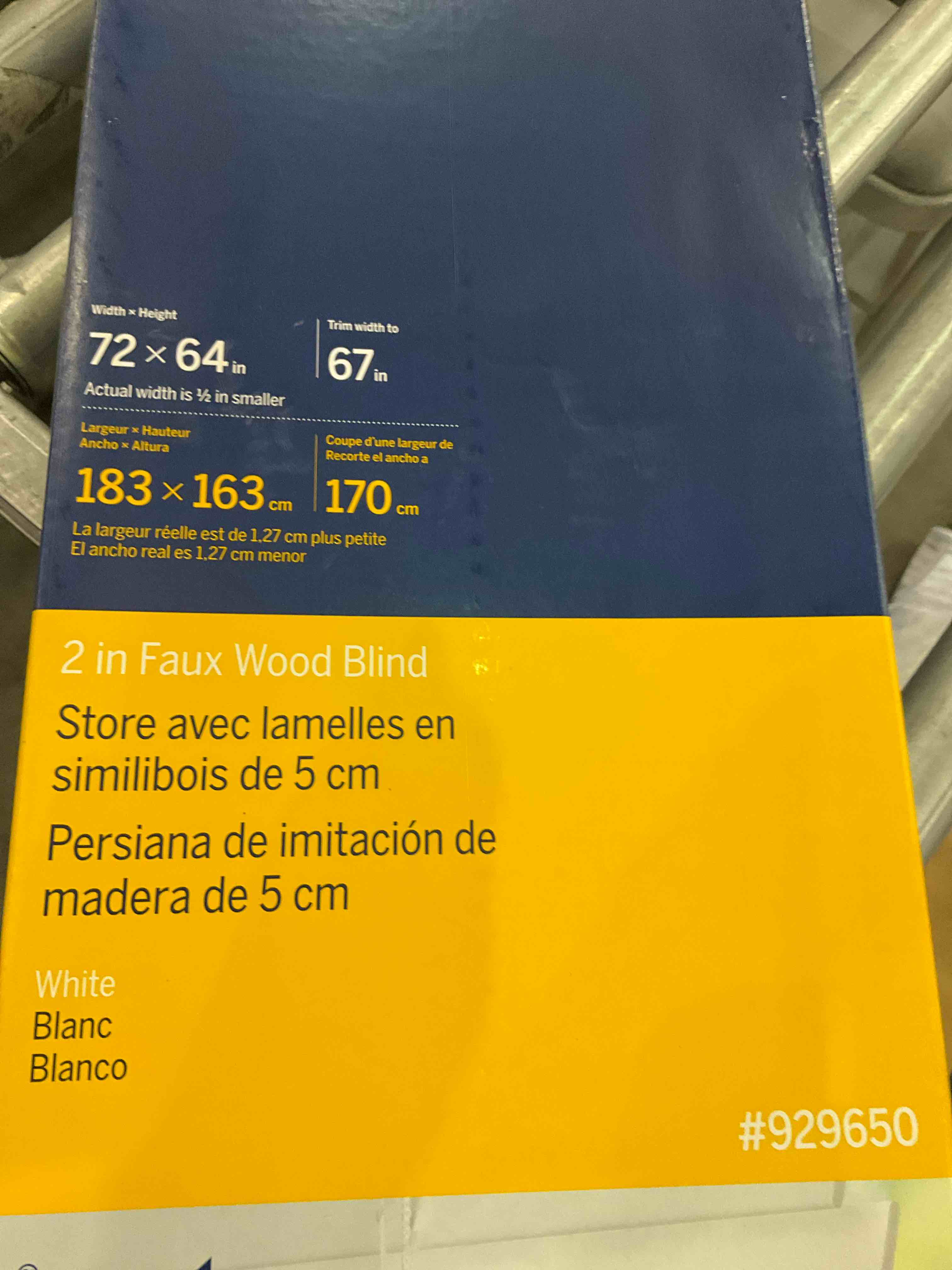 LEVOLOR Trim+Go 2in Slat Width 72*64 in ) Cordless White Faux Wood Room Darkening Horizontal Blinds