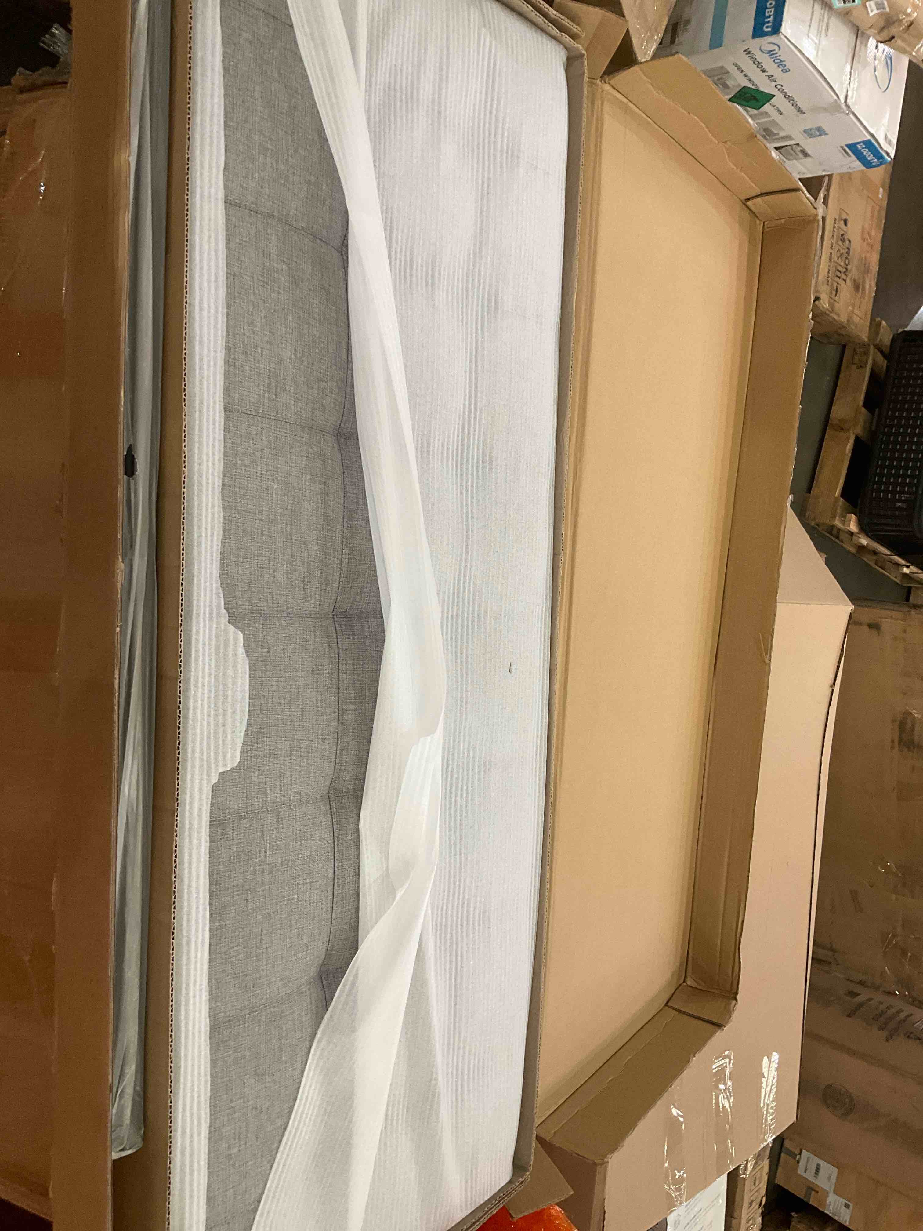 Modway Lily Tufted Linen Fabric Upholstered Full Headboard in Gray