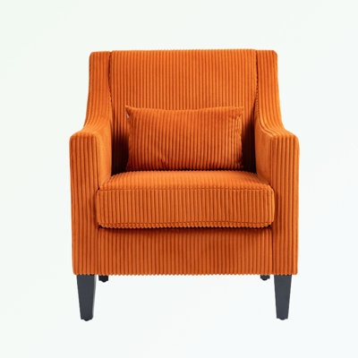 3 oversized orange corduroy chairs