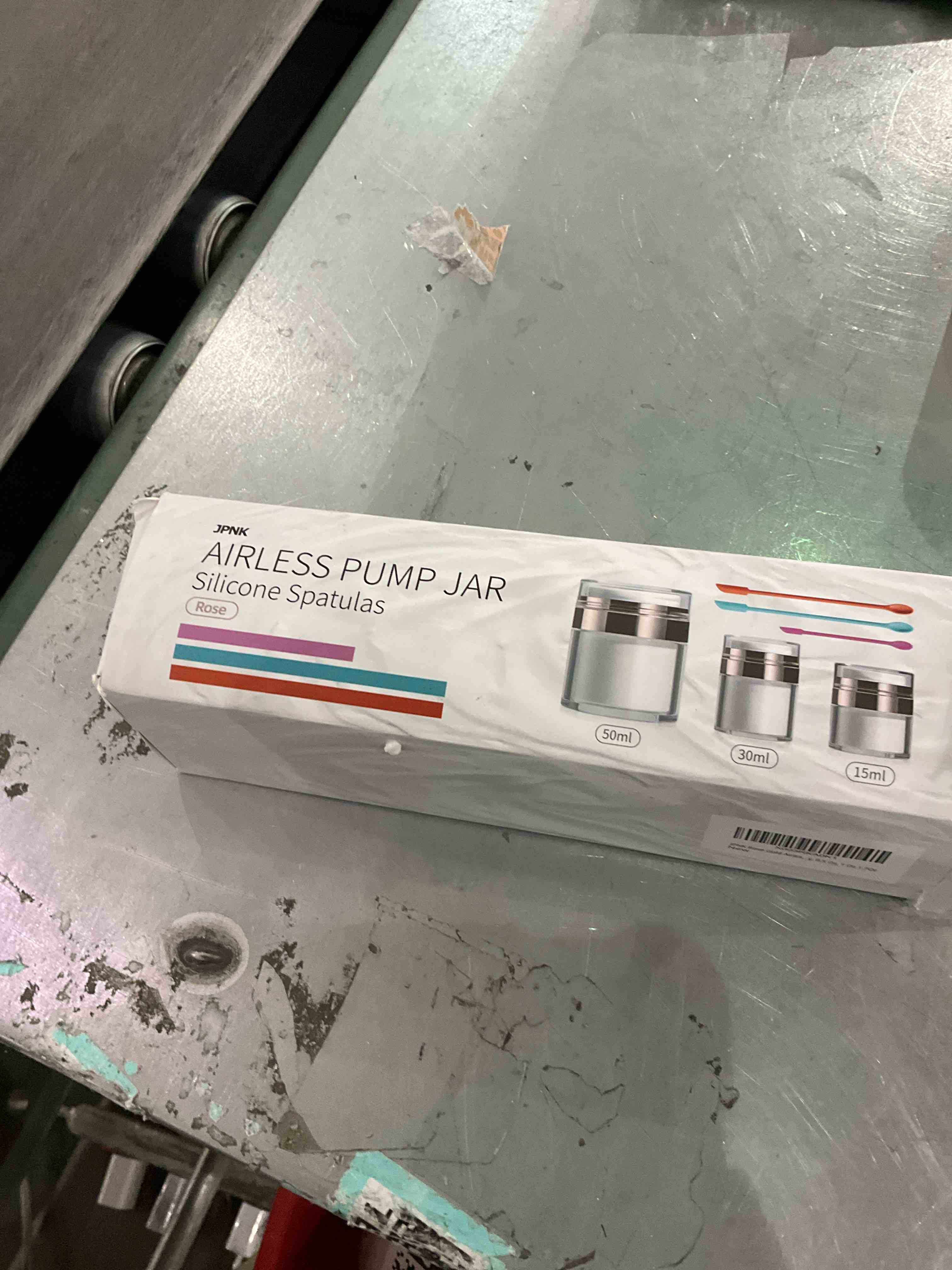 JPNK Airless Pump Bottles Empty Cosmetic Container with Silicone Spatula Set for Creams Gels Lotion Toiletry (Silver)