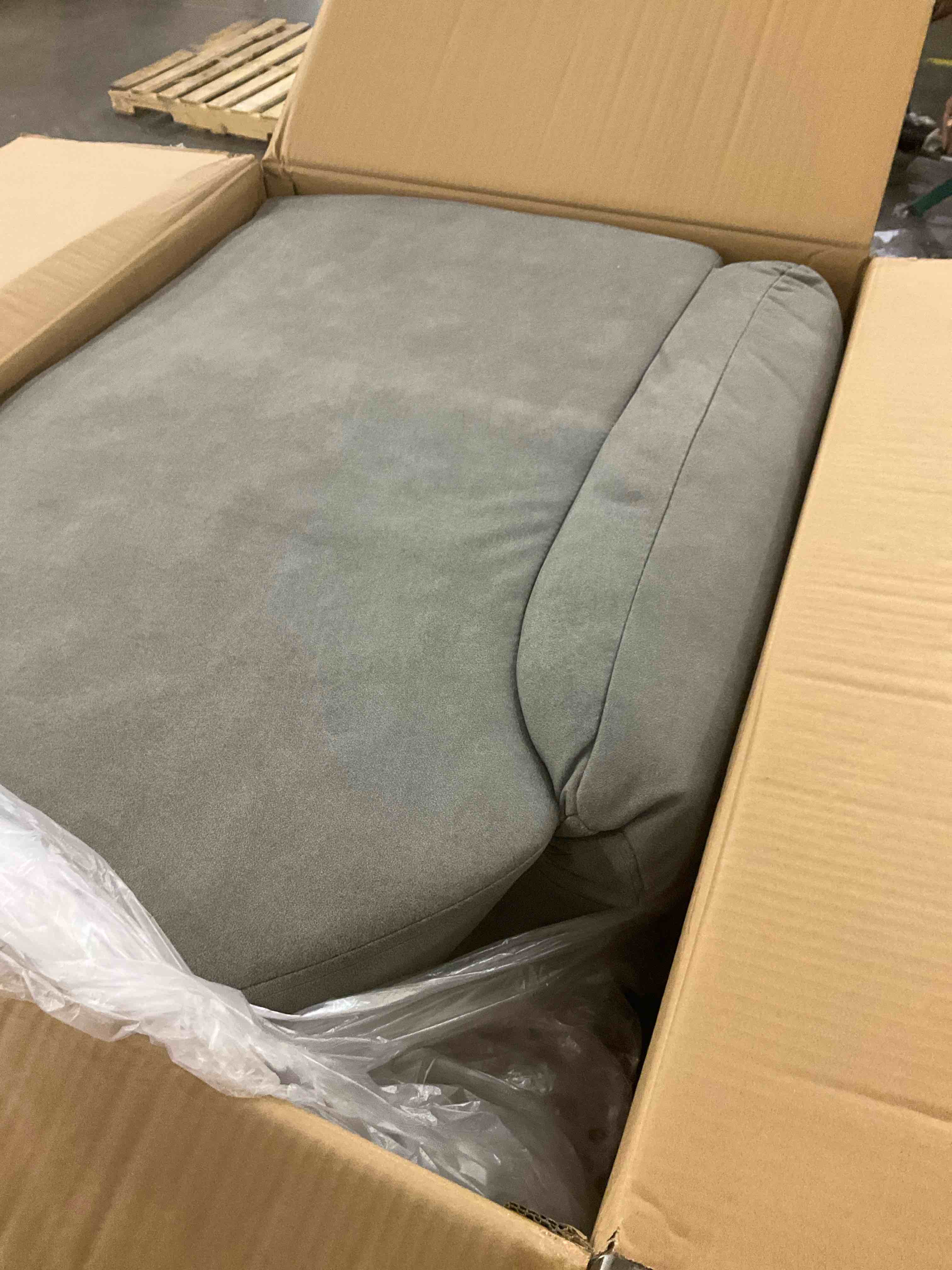 end piece of a grey couch 