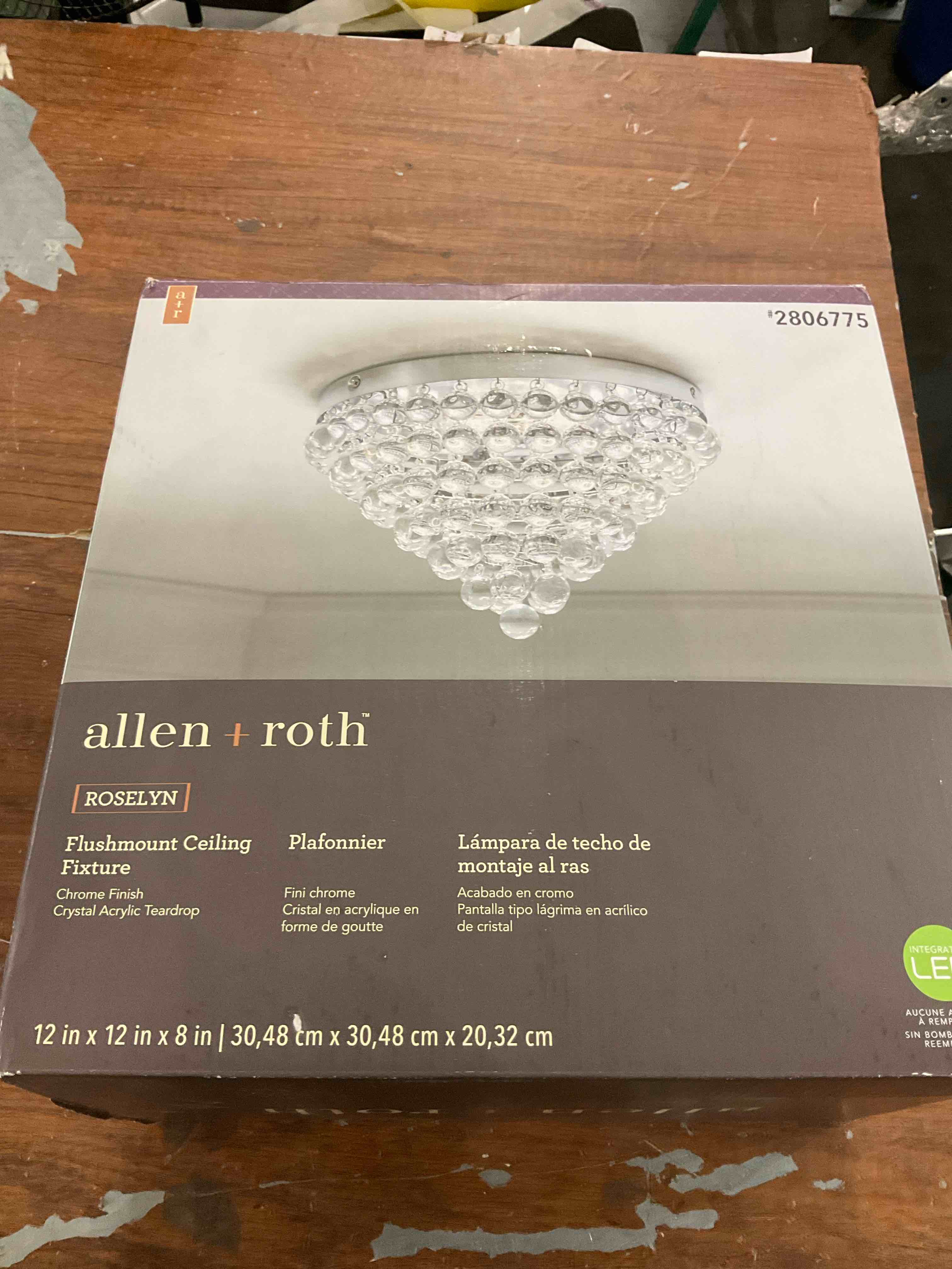 allen + roth Roselyn 1-Light 12-in Polished Chrome LED Flush Mount Light
