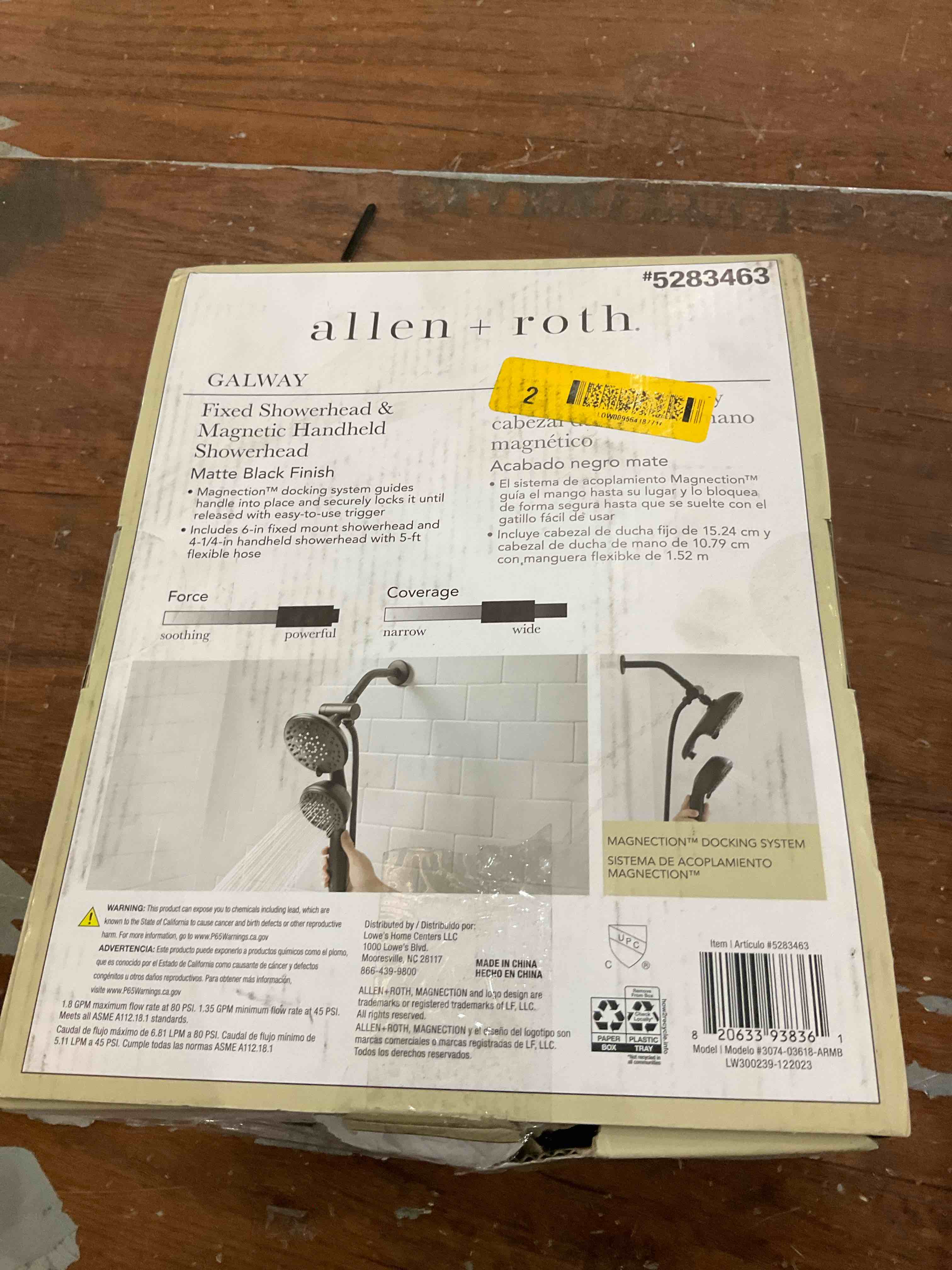 allen + roth Galway Matte Black 5-in Round Dual/Combo Shower Head 1.8 GPM
