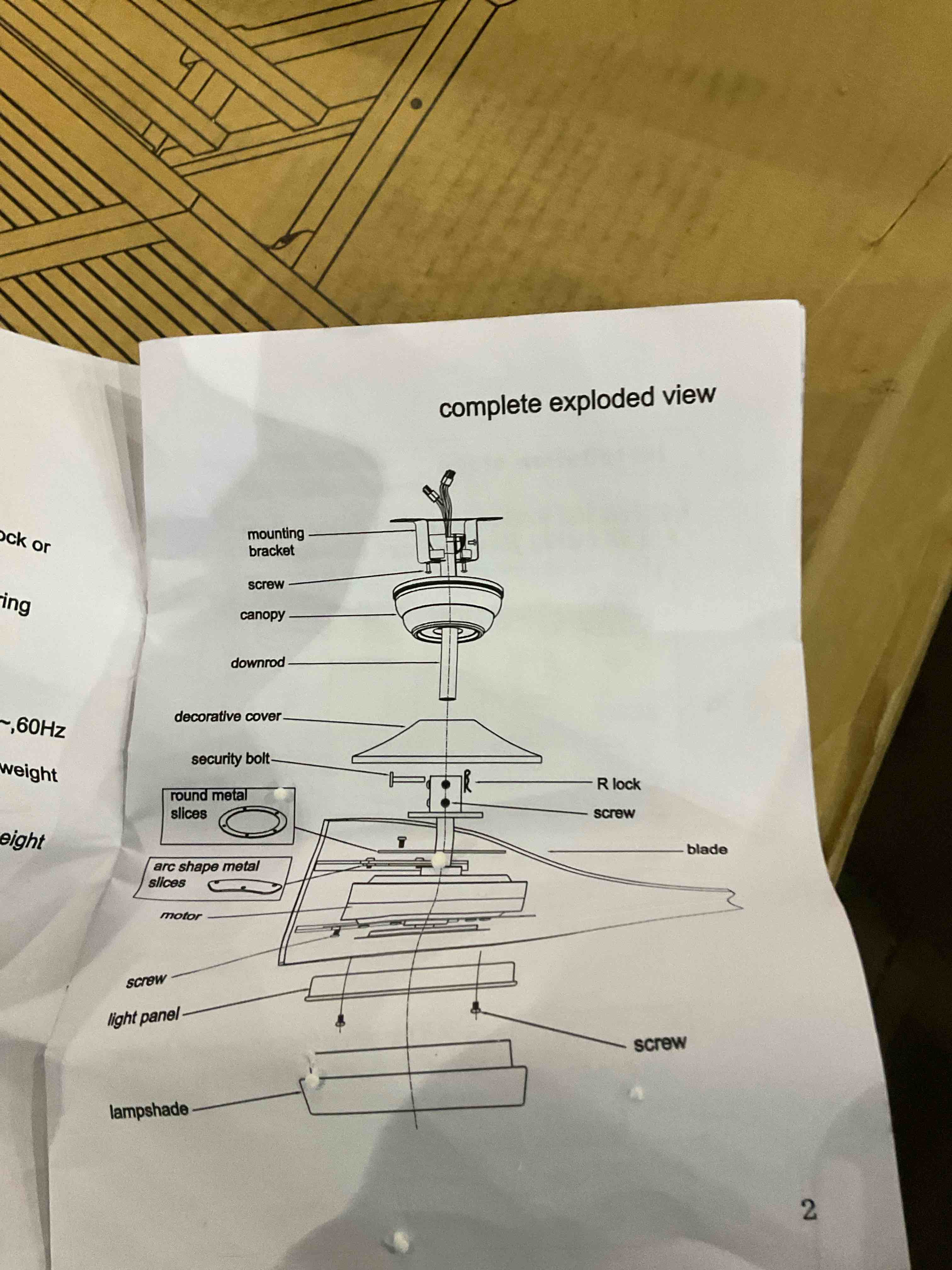 60” ceiling fan with lights in remote 