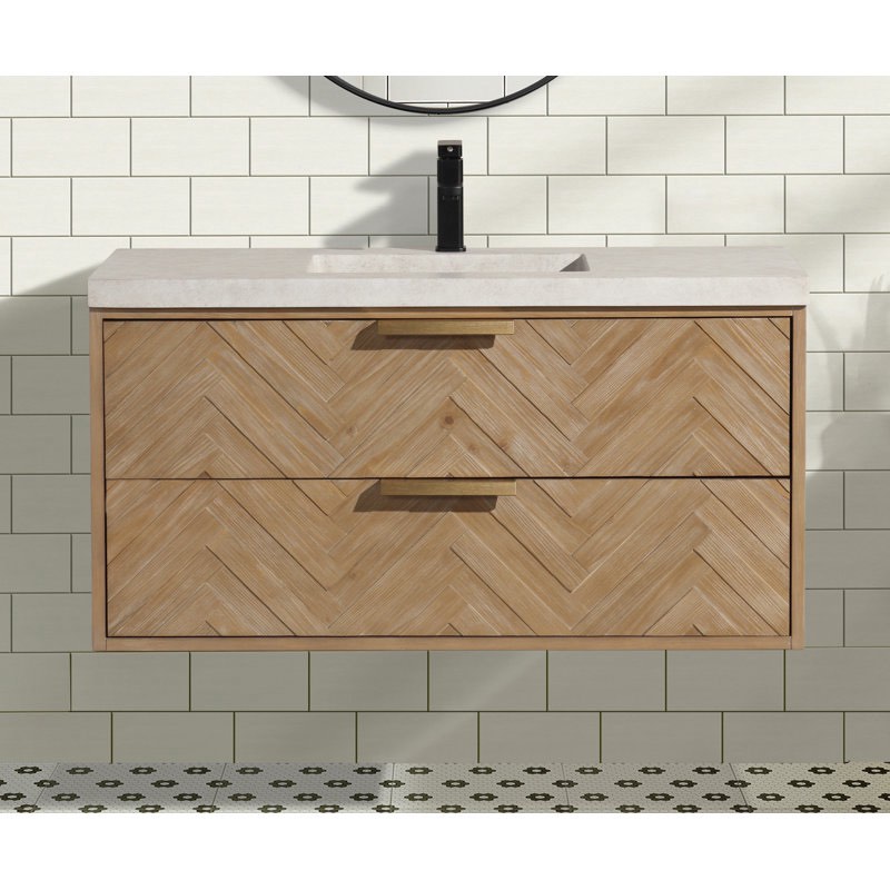 carlsbad 42” wall mounted single bathroom vanity with concrete top 
