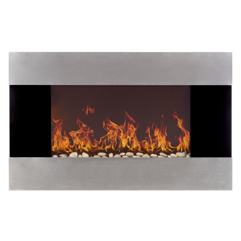 Allmar Electric Fireplace - 36 Inch Wall Mounted Fireplace Heater with Remote Control Adjustable LED Flame Brightness and Heat
