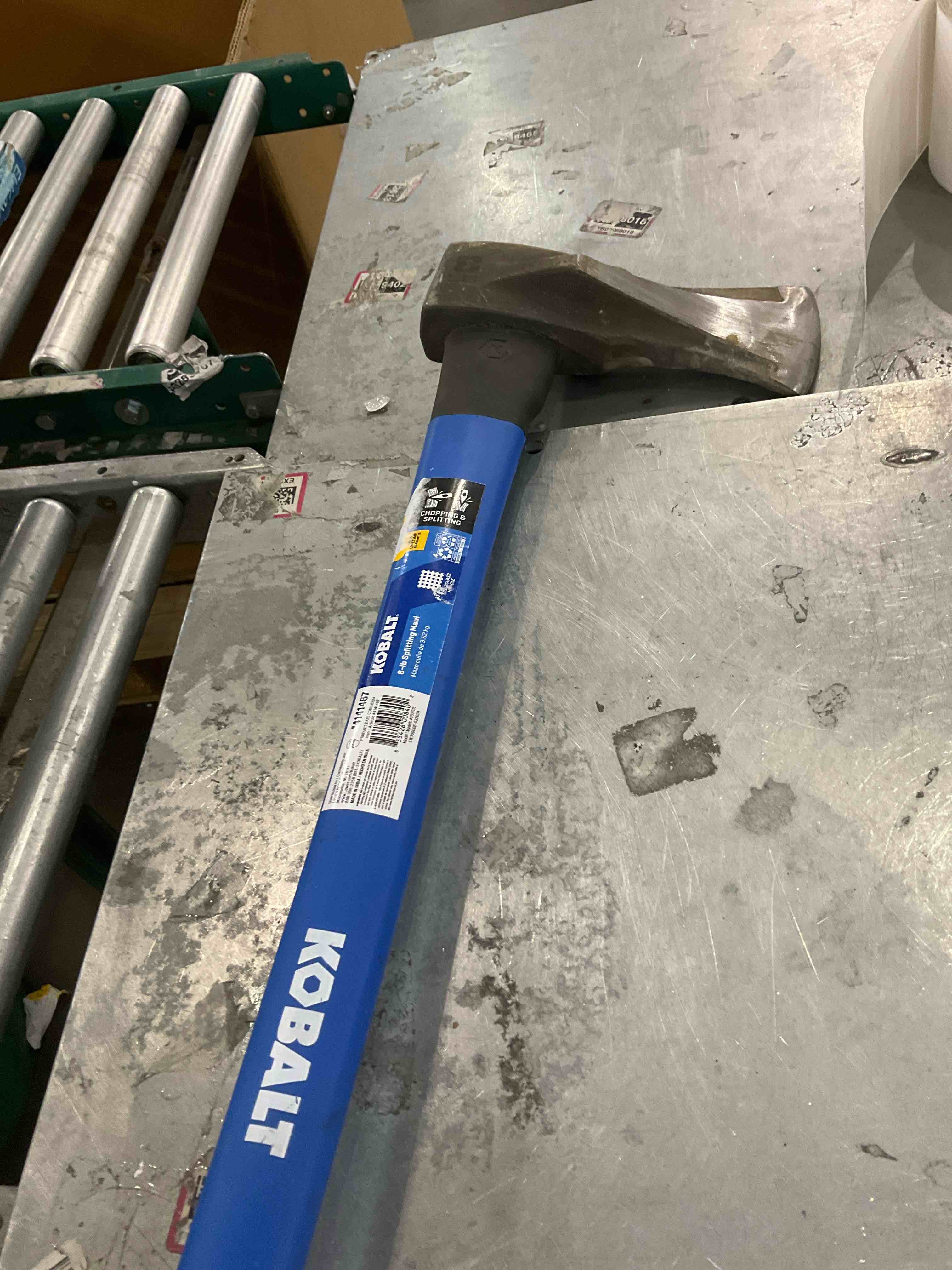 Kobalt Tempered High Carbon Steel Splitting Axe - 8-lbs - Black and Blue 103703