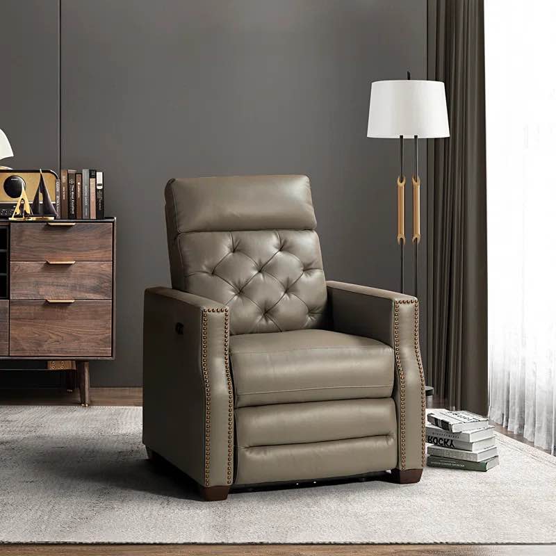 Gumesindo 31.50" Wide Genuine Leather Power Recliner