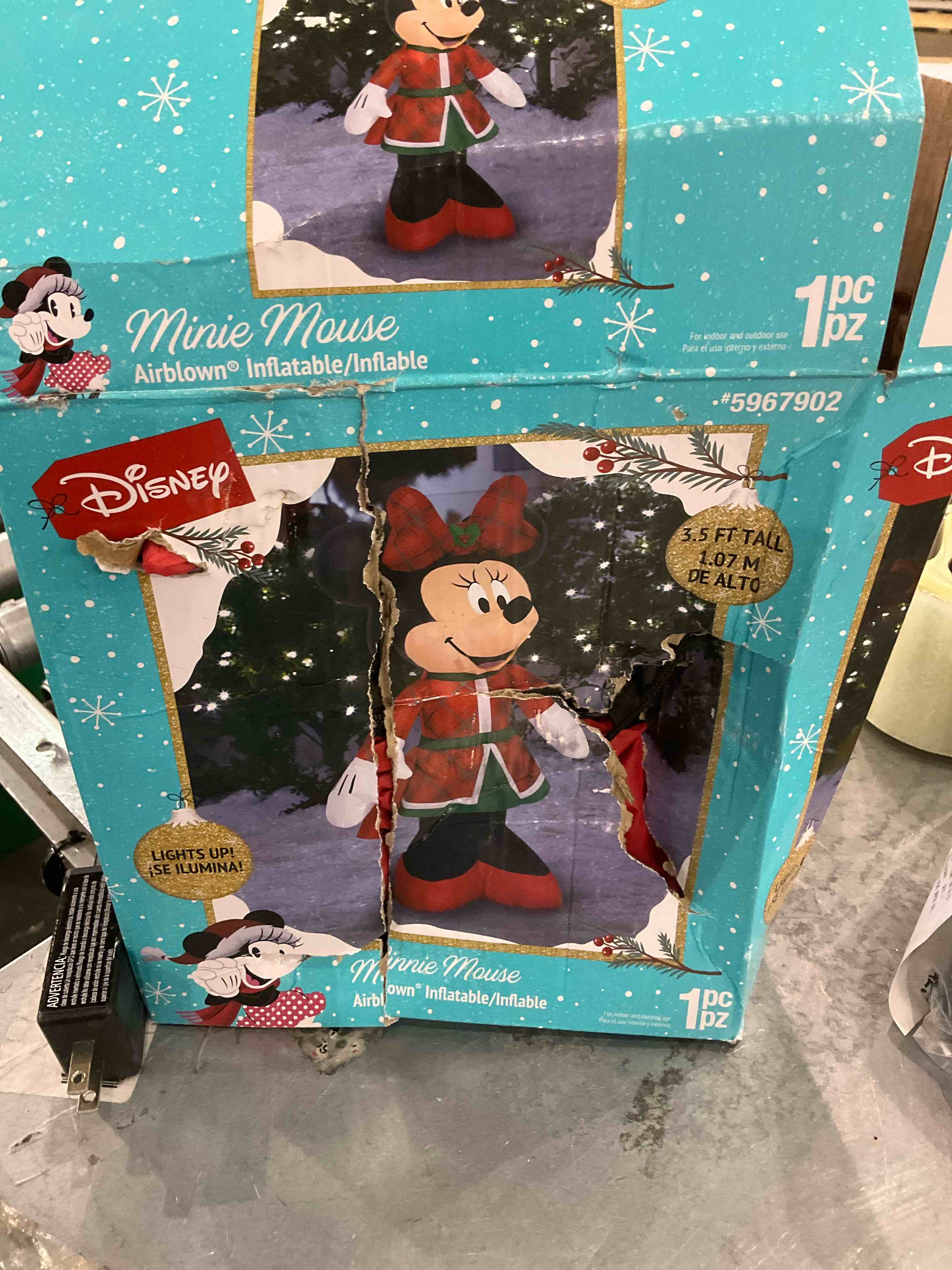 Gemmy Airblown Inflatable Disney Minnie Mouse Candy Cane LED Light 