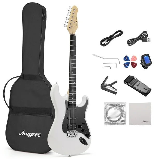 39" Electric Guitar Kit, 30 Single and Double Effectors, with Amplifier, String, Tuner, Cable, Picks