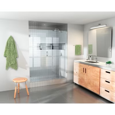 58 in. x 78 in. Fully Frameless Wall Hinge Shower Door