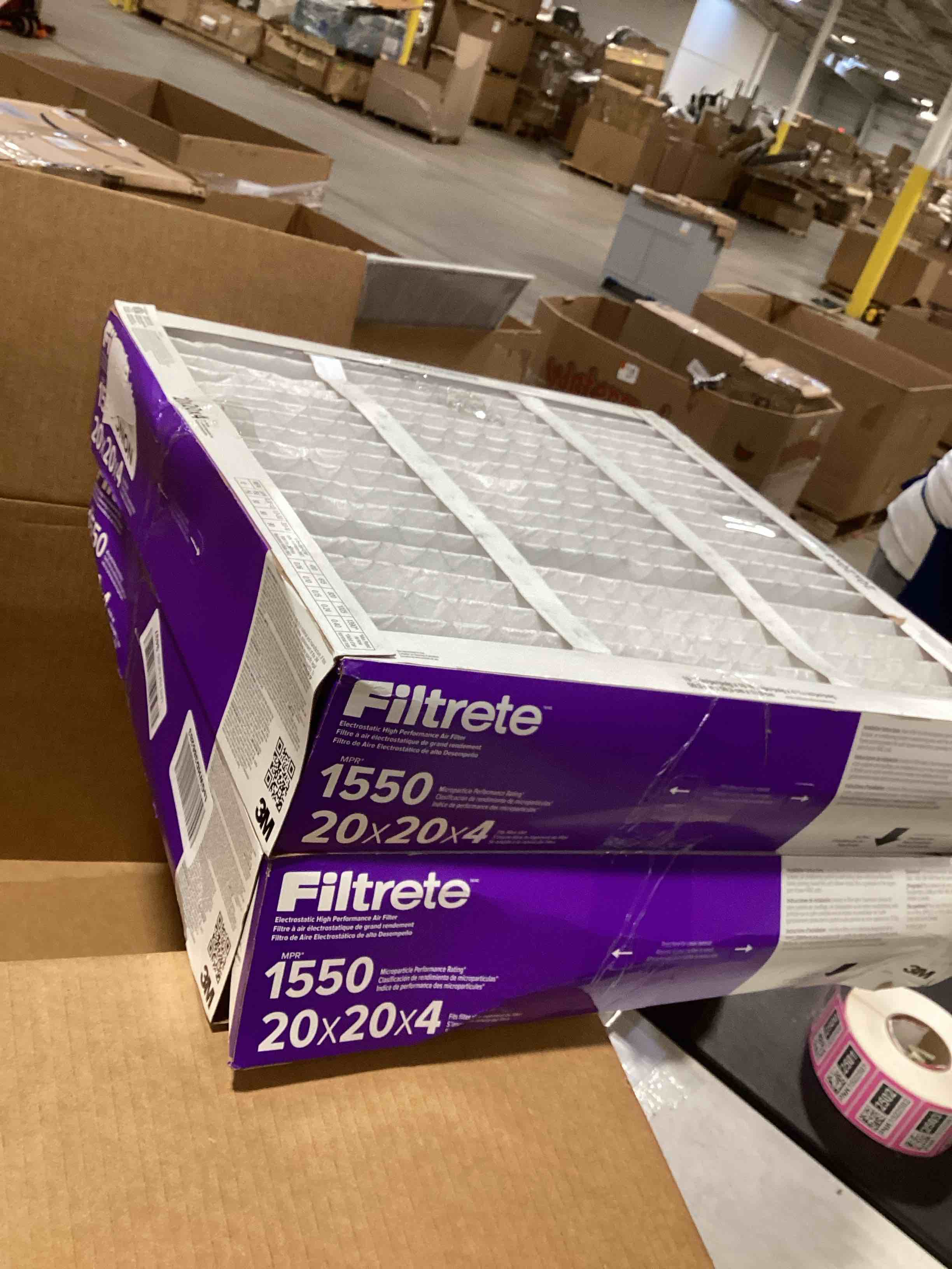 Filtrete 16x25x4 AC Furnace Air Filter, MPR 1550, MERV 12, Fits Lennox & Honeywell, Allergen, Bacteria & Virus, , Electrostatic Air Cleaning Filter, 2-Pack (actual size 15.88 x 24.56 x 4.31)