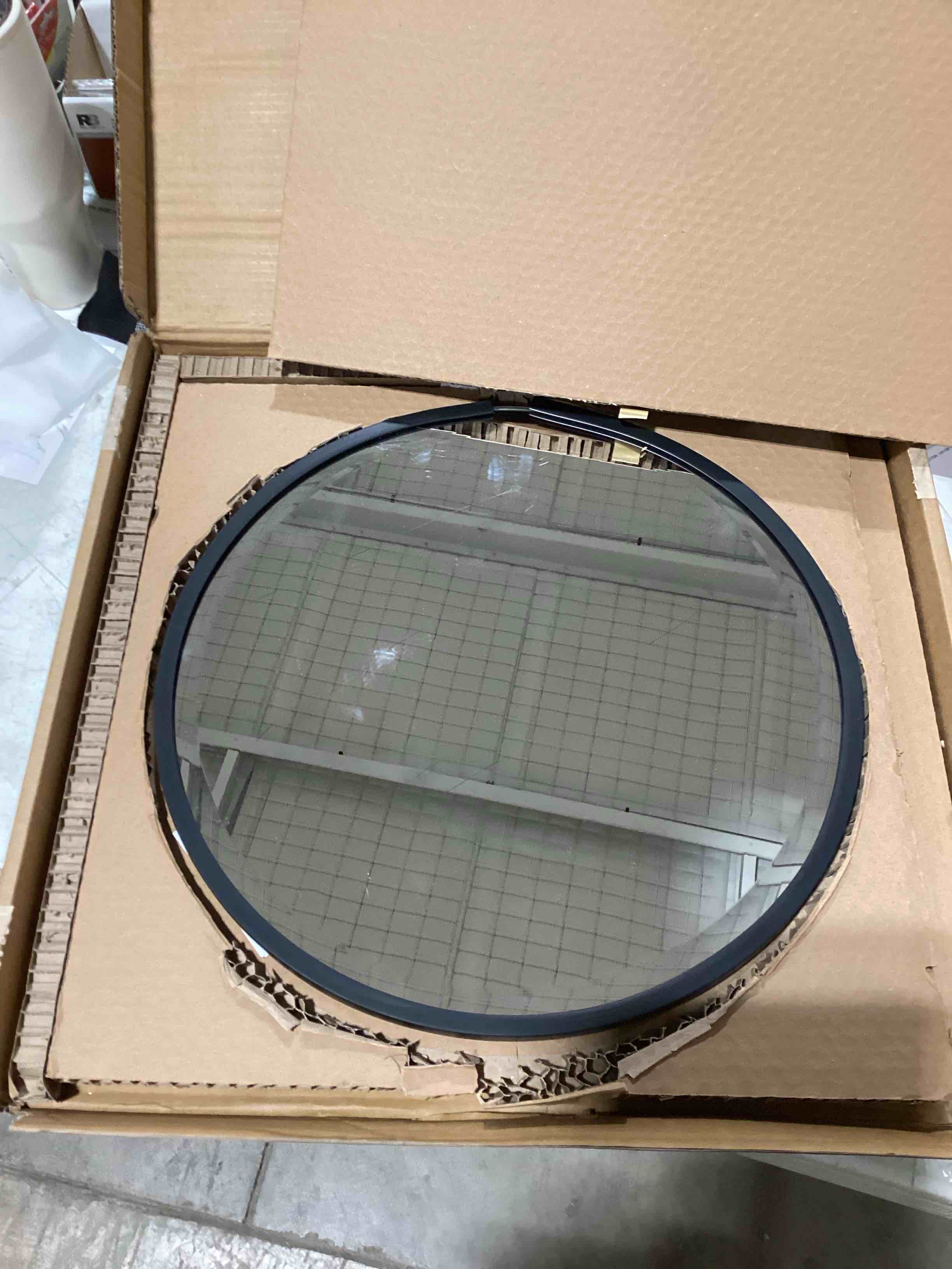 Frameless Beveled Round Bathroom Mirror for Wall