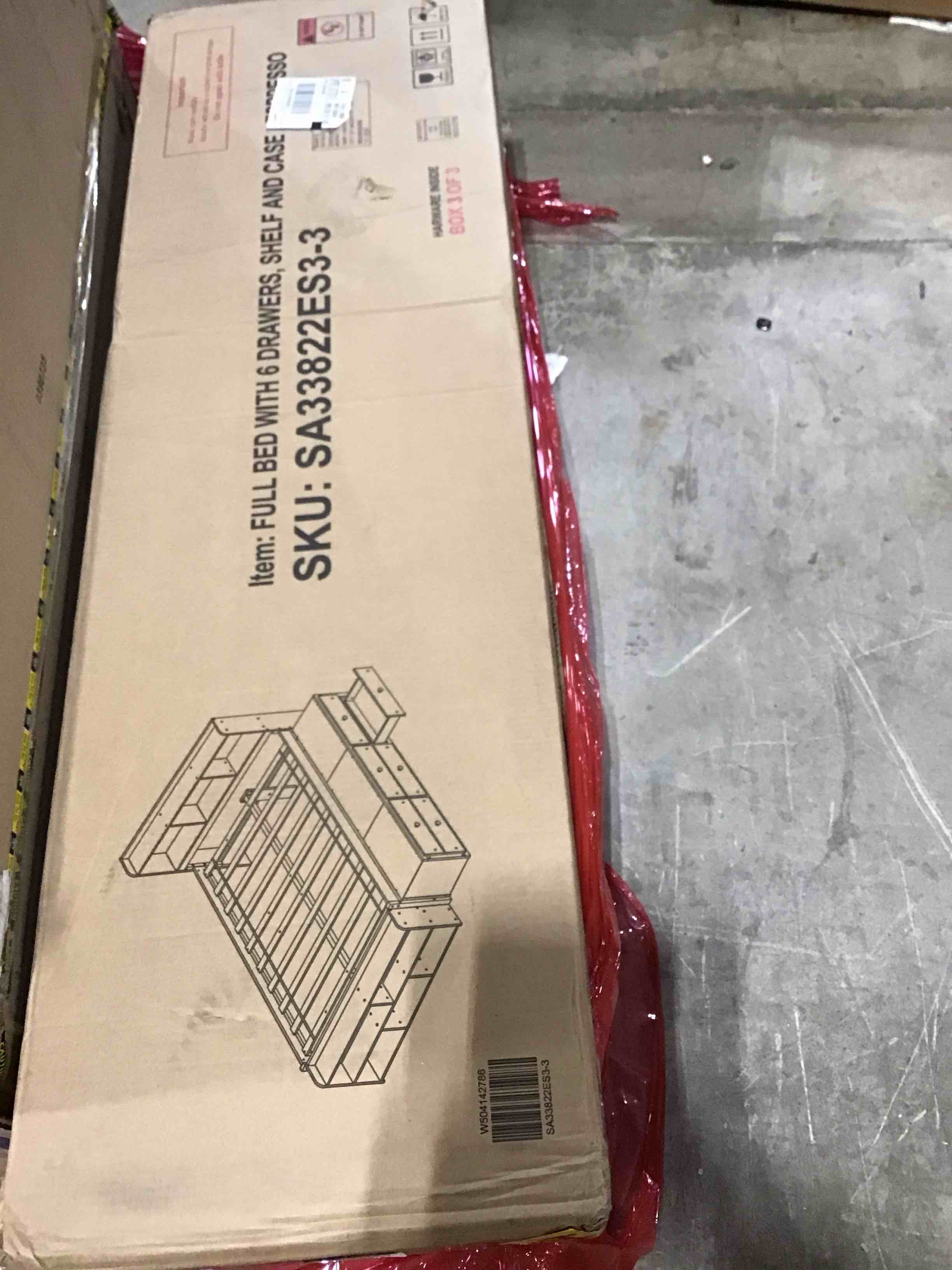 Gray Wood Frame Full Size Platform Bed with Bookcase Headboard, 6-Underbed Drawers, Bed End Storage Cas