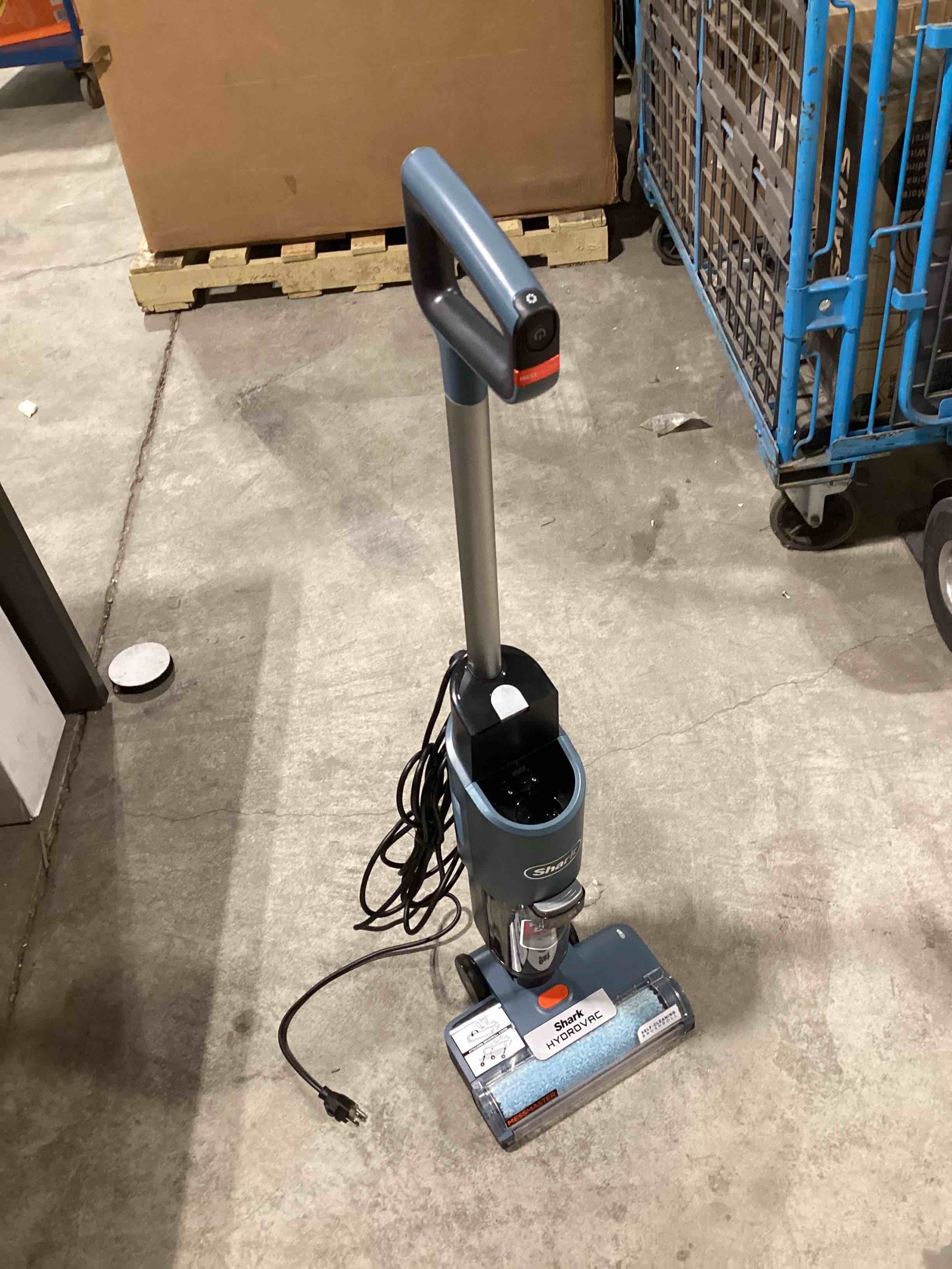 Condition photo showing As Is for shark hydrovac messmaster wet dry corded vacuum cleaner, 3-in-1 multi-surface vacuum mop & self-cleaning system, lightweight, powerful suction, for hard floors & area rugs, navy, wd161