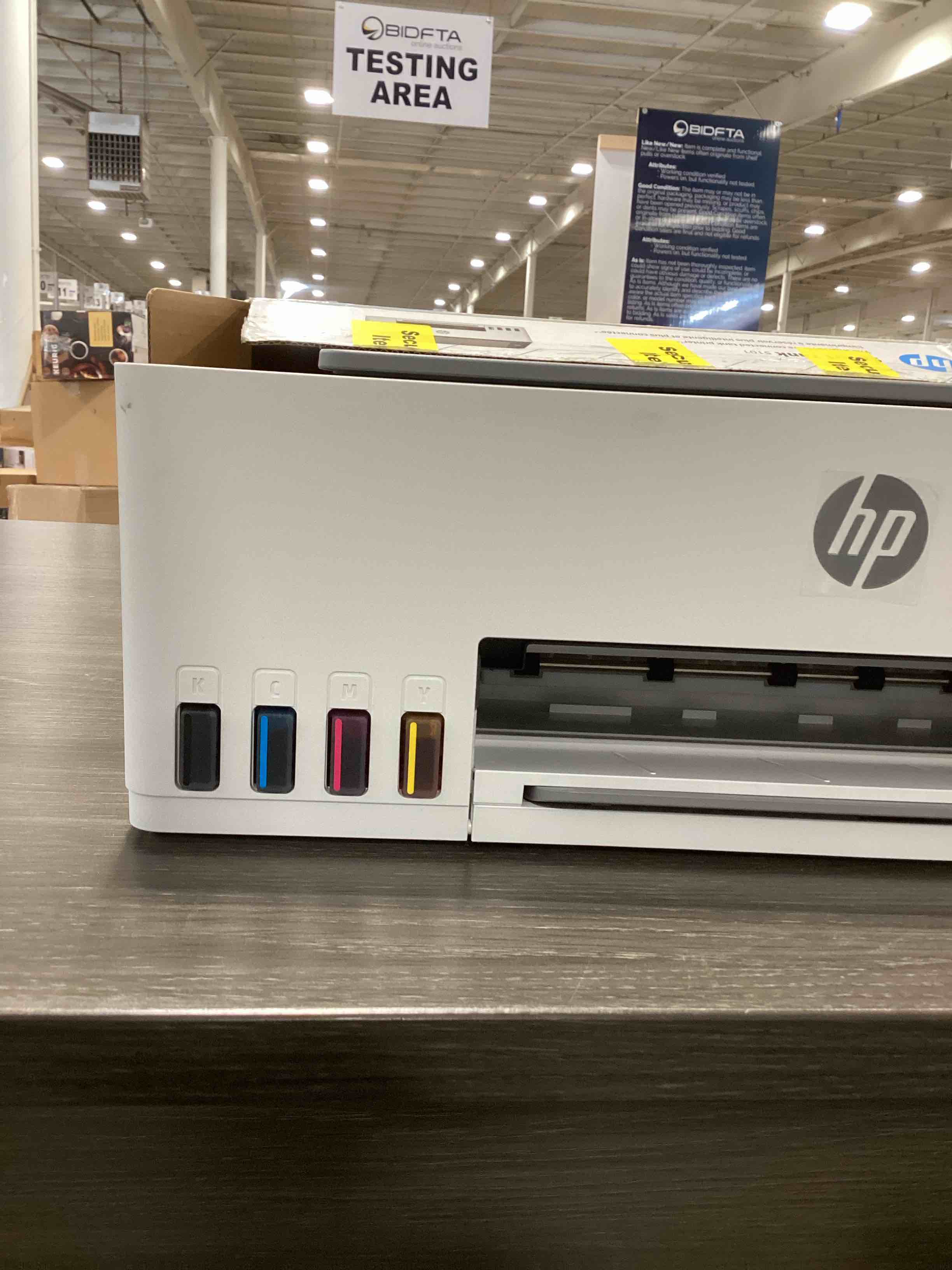 Condition photo showing As Is for hp smart tank 5101 wireless all-in-one refillable printer, scanner, copier with 2 years of ink included, wireless printer-for-home use an ecotank alternative (1f3y0a)