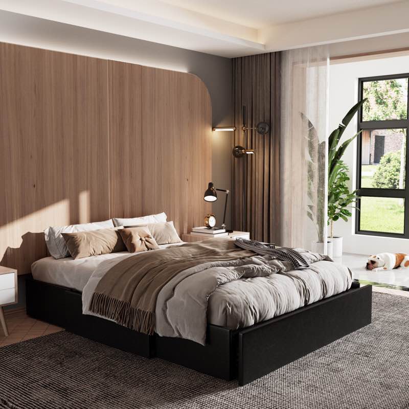 Bret Upholstered Storage Bed with 3 Drawers