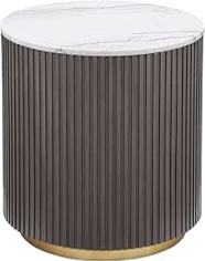 Yamiko Round Marble Top Side End Table White And Charcoal