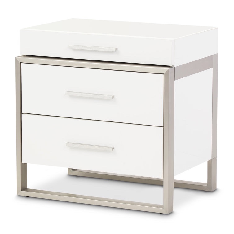 marquee nightstand-white cloud/ silver