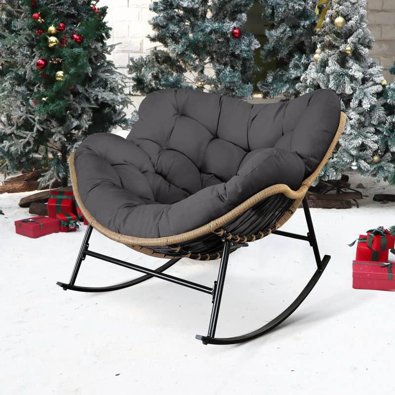 Oversized Outdoor Rocking Papasan Chair with Cushion