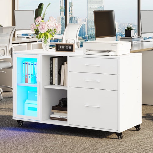 39.4 inch wide mobile file cabinet