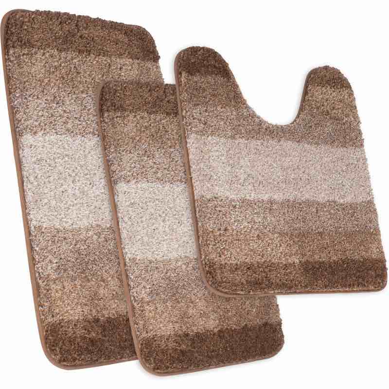Murri Ombre Bath Rug Set, Bath Mat Set for Bathroom Water Absorbent Soft Microfiber Shaggy