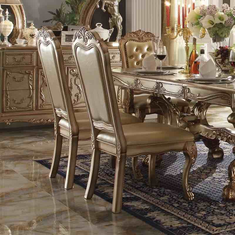 Marshallville Upholstered Side Chair in Bone and Gold Patina (Set of 2)