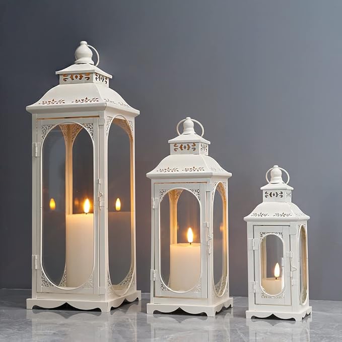 3PCS Vintage Candle Lanterns 10/14/19.5''H