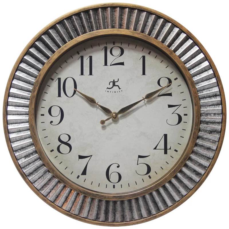 Ballinger Industrial Round Plastic Wall Clock 16 inches - Silver