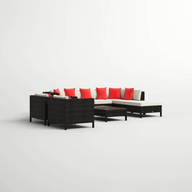 Lutie 9 Piece Rattan Sectinal Seating Group