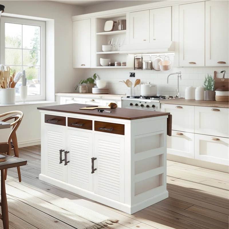 Lark Manor Amber-Lee Solid Wood Kitchen Island