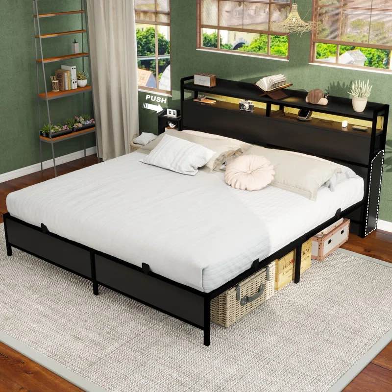 Bookcase Bed With Storage Slide Bedside Shelf