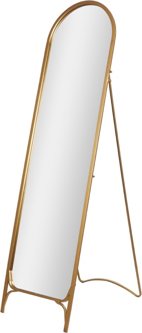 The Novogratz Metal Room Floor Mirror Arched Freestanding Foldable Entryway Mirror, Free Standing Mirror 18" x 24" x 65", Gold