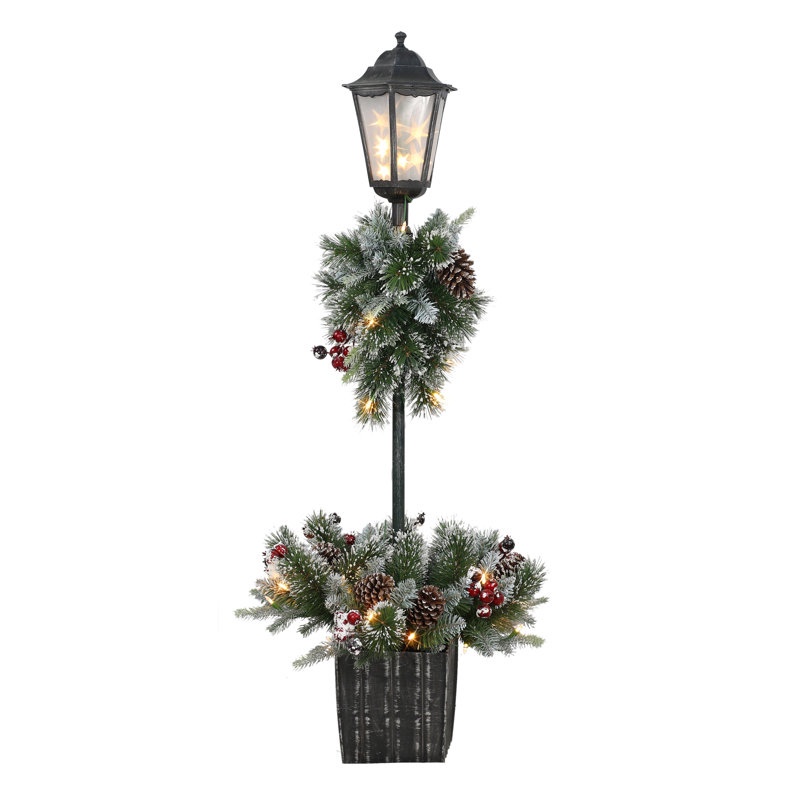 Pre-Lit Flocked Artificial Pine Lighted Display