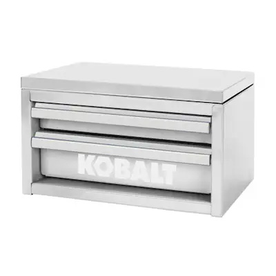 Kobalt Mini 10.83-in W x 5.91-in H x 5.91-in D 2-Drawer White Steel Tool Box