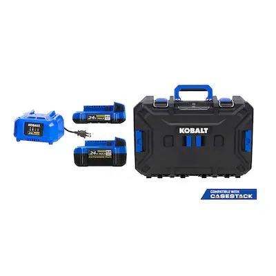 Kobalt 24-V 2-Pack Lithium-ion Battery Starter Kit with Toolbox (2 Ah and 4 A