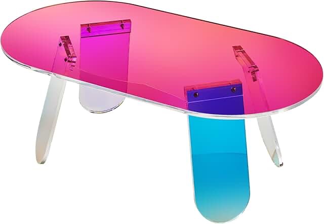VEVOR Acrylic Coffee Table, Iridescent Acrylic End Table, Colorful Acrylic Side Table 37.4 Inch Length 0.5 Inch Thickness, for Coffee, Drink, Food, Snack Used in Living Room or Courtyard