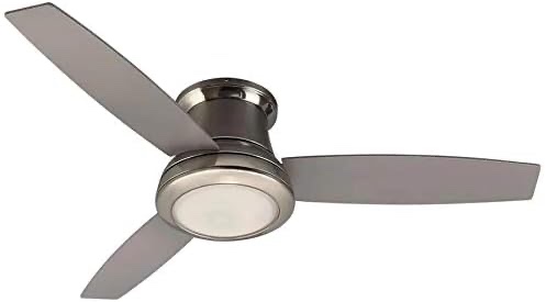 Harbor Breeze Sail Stream 52-in Brushed Nickel LED Indoor Flush mount Ceiling Fan with Light and Remote Control Included (3-Blade)