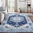 (Similar) GlowSol 8' x 10' Area Rug Floral Pattern Rug Vintage Medallion Area Rug Ultra Soft Non-Slip Low Pile Floor Cover Washable Foldable Thin Rug for Home Office, Blue