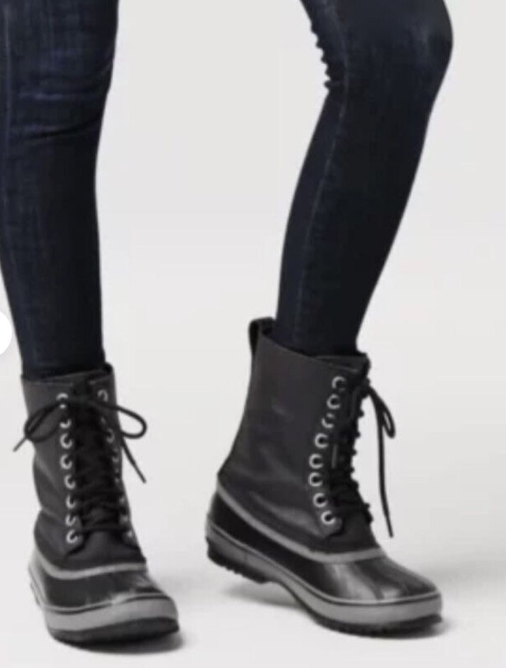 ( Size 10) Free People Sorel 1964 CVS Boot Waterproof Lace Up Rubber Black