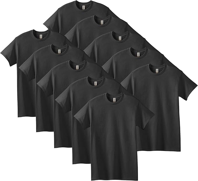 Gildan Adult Heavy Cotton T-shirt, Style G5000, Multipack 5X-Large Black (10-pack)