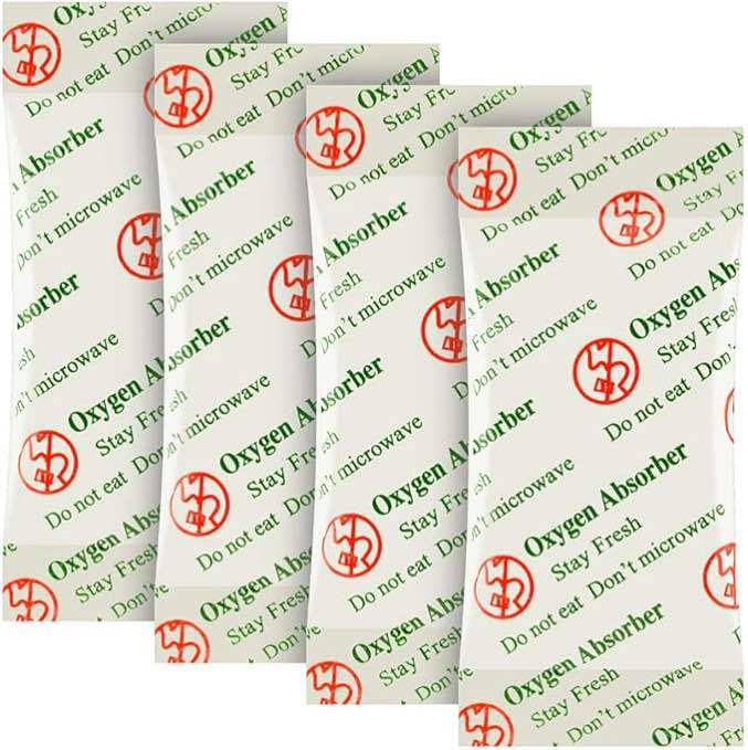 O2frepak 3000CC(20-Pack) Food Grade Anti Oil Oxygen Absorbers Packets For Food Storage Oxygen Absorbers Storage Packets With Oxygen Indicator In Vacuum Bag And 3 Times Oxygen Absorption Capacity