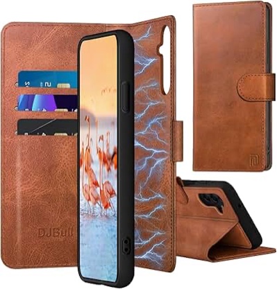 DJBull 2-in-1 Detachable for Samsung Galaxy A14 5G Wallet case with Credit Card Holder?RFID Blocking?,Flip Folio Book PU Leather Protective Cover Women Men for Samsung A14 Phone case Light Coffee