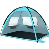 MOVTOTOP Folding Beach Tent Portable Family Tents Sun Shelter for Hiking Camping Vacation (Light Blue)