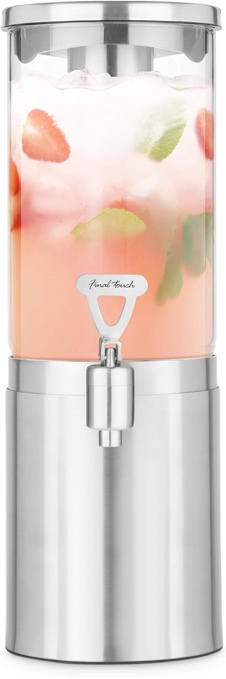 incomplete- Final Touch Stainless Steel & Glass Beverage Dispenser with Chilling Tube (1.5L) (BD505)