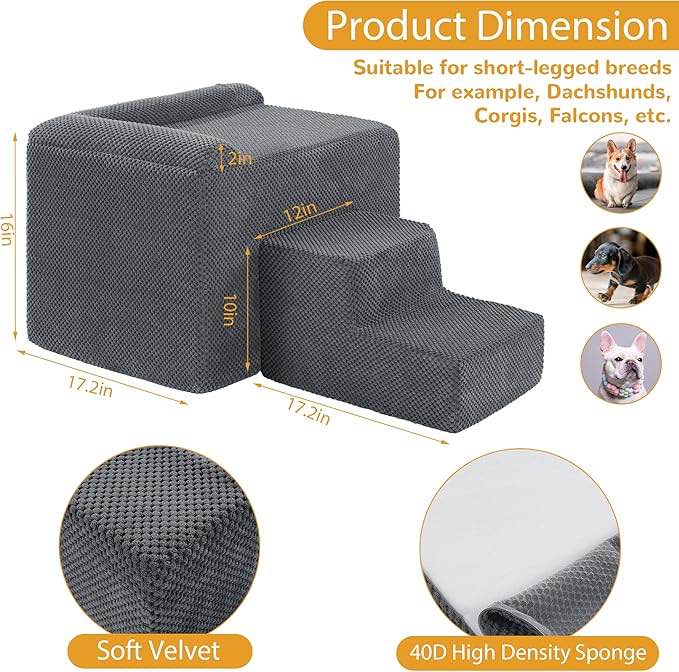 HOMBYS Foam Dog Window Perch, Orthopaedic Dog Bed with Dog Stairs, Soft & Supportive Do Not Hurt Dog for Joint Protect, 2 Parts Easy to Assemble Bunk Bed, Pet Perch to Look Out Window