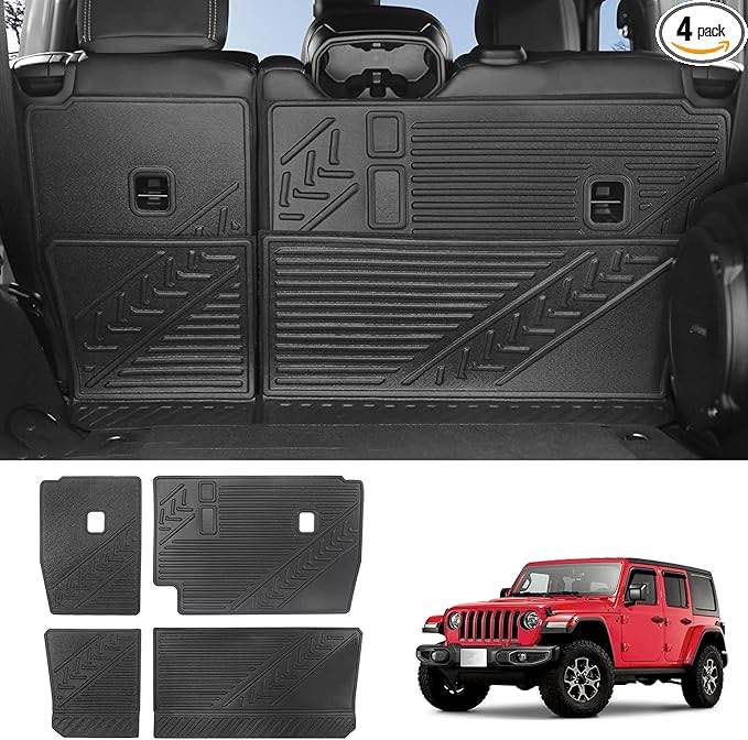 Rear Seat Back Protectors Compatiable with 2018-2023 Jeep Wrangler JL 4 Door, 2 PCS Split Seat Back Covers Dog Seat Liner Jeep Wrangler Accessories (Not Fit in 2 Door & 4xe)