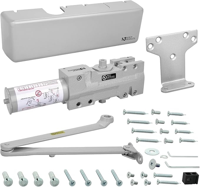 Nuk3y 4020 Series Grade 1 Cast Iron Door Closer, Multi-Mount, Adjustable Size 1-6, ADA Compliant, UL Listed (Aluminum)