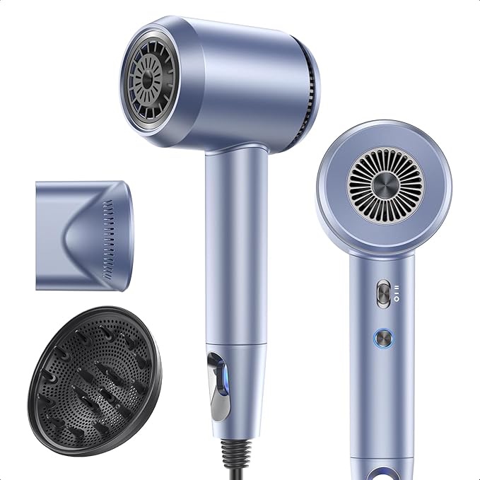 Hair Dryer with Diffuser: Gift for Women Men with 700 Million Hair Care Ions, 37m/s High Speed Blow Dryer with 1400 w, 5 Heat & 2 Speed Setting, Low Noise Thermo-Control 